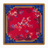 Decorative tray with floral and architectural design on a red background | Scarlett Mat in Tube | Oh My Mahjong