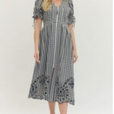 Gingham Puff Sleeve Midi Dress