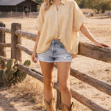 Oversized Short Sleeve Button Down Shirt