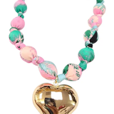 Pink Tropic Cotton Statement Heart Necklace
