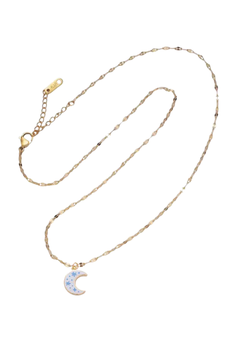Anchor Link Chain Necklace + Moon Pendant
