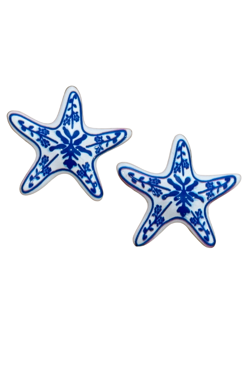 Santorini Starfish Stud Earrings | Blue