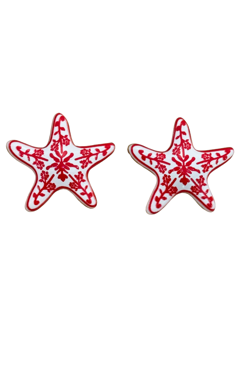 Santorini Starfish Stud Earrings | Red