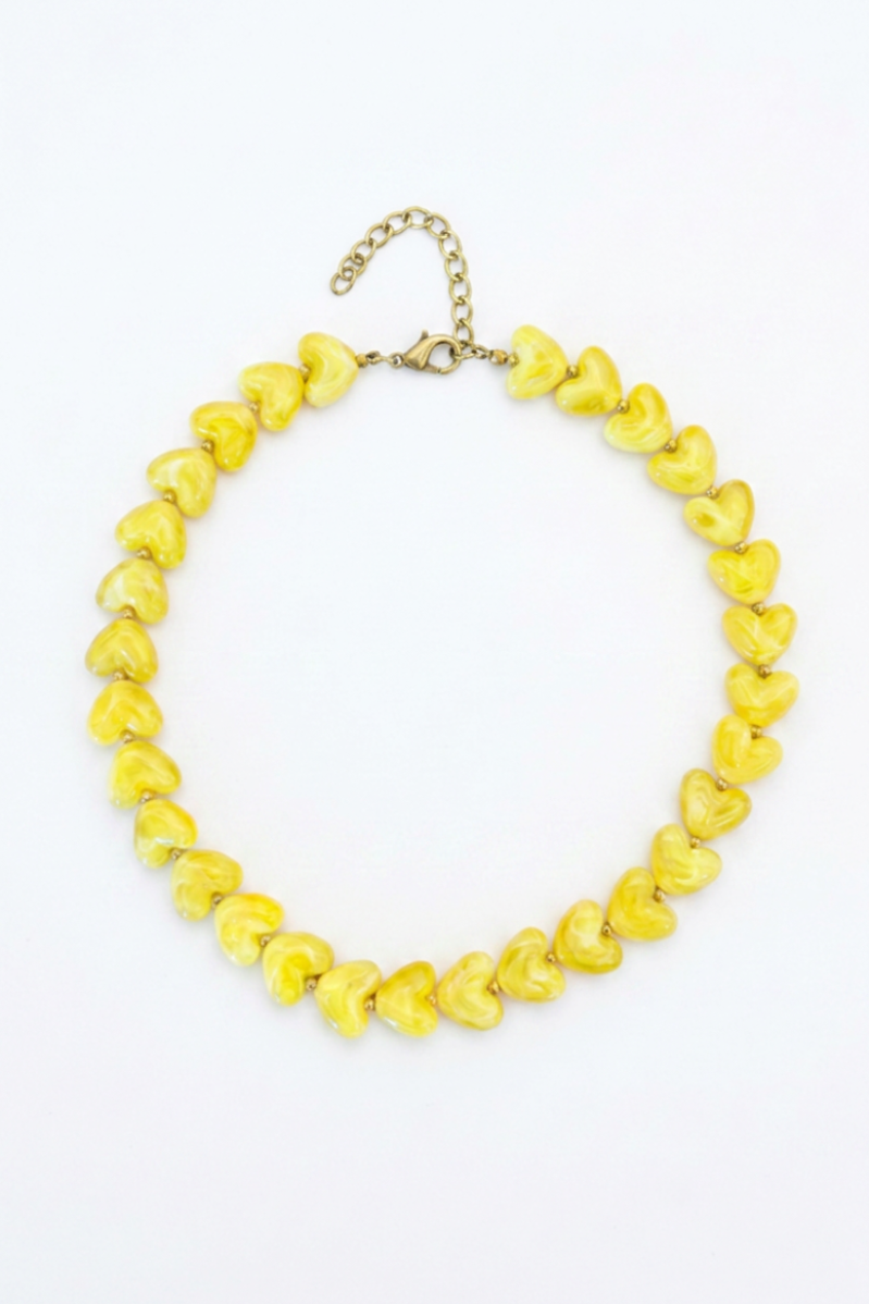 Yellow Sweet as Sunshine Heart  Necklace on white background