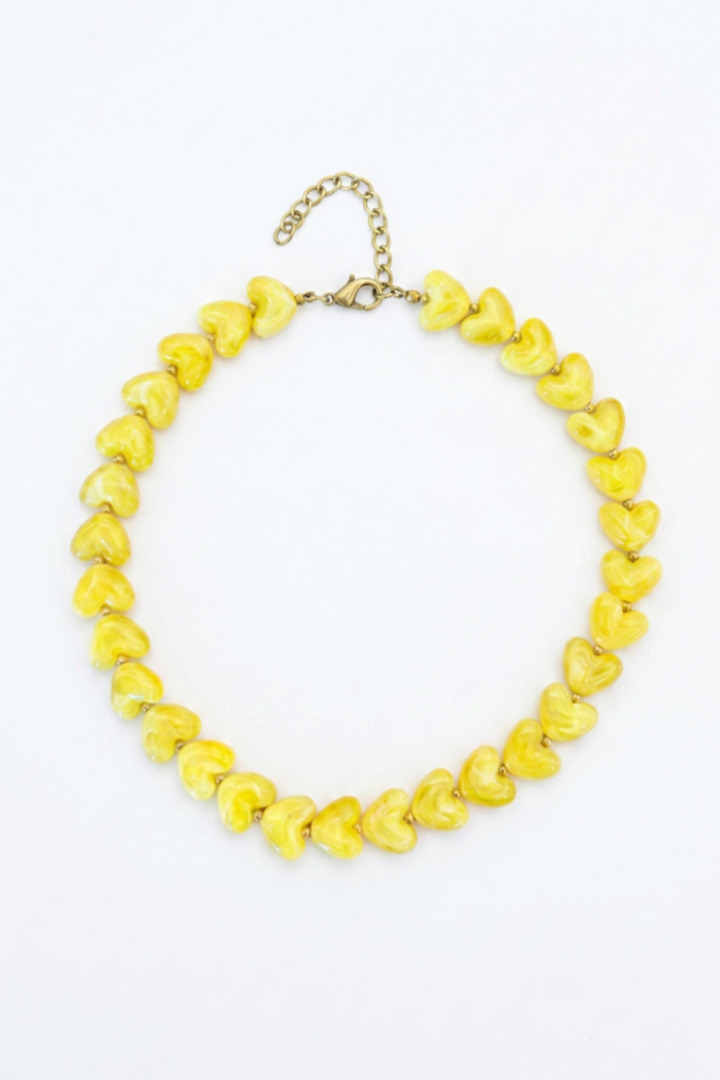 Yellow Sweet as Sunshine Heart  Necklace on white background