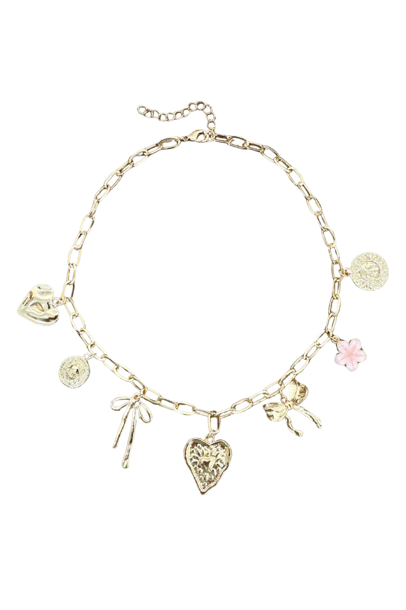 Love Notes Charm Necklace on white background
