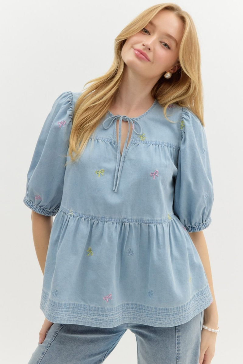 Sweet Bows Peasant Top