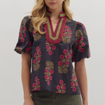 Floral Print Puff Sleeve Top