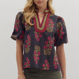 Floral Print Puff Sleeve Top