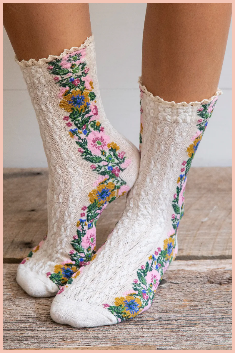 Blossom Crew Socks & Scrunchie | Natural Life