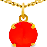Gold necklace with a red pendant on a white background. Talia Necklace in Candy Crush| TOVA