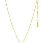 Gold necklace with a red pendant on a white background
