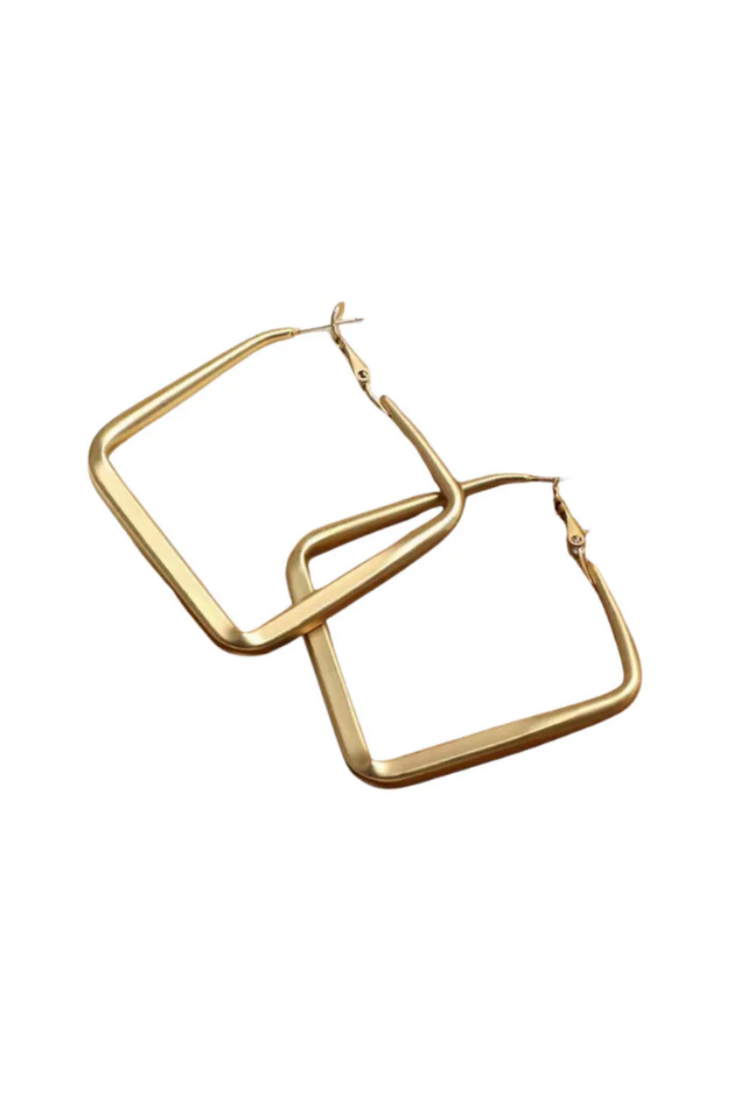 Thick Square Hoop Earrings | Gold