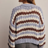 Chunky Hand Crochet Striped Cardigan