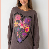 Espresso Heart Long Sleeve Cotton Tee Shirt | Natural Life