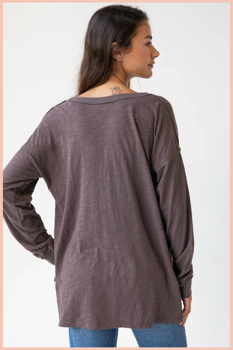 Espresso Heart Long Sleeve Cotton Tee Shirt | Natural Life