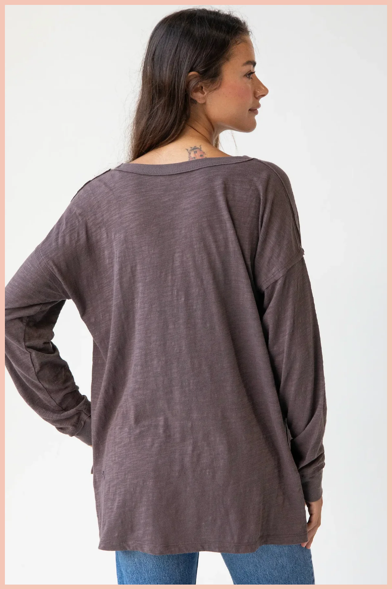 Espresso Heart Long Sleeve Cotton Tee Shirt | Natural Life
