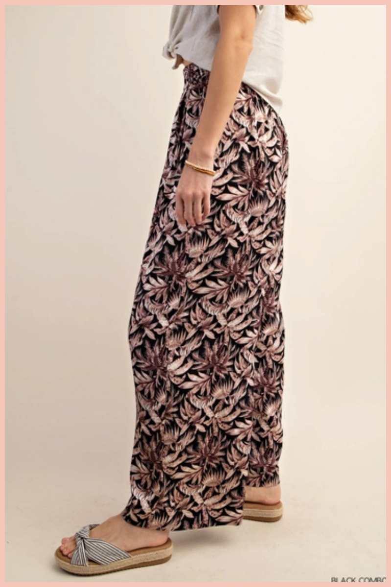 Floral Print Satin Palazzo Pants