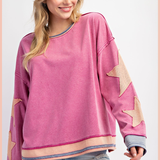 Star Patch Mineral Washed Knit Pullover