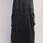 Mineral Washed Terry Skirt + Cargo Pockets | Black