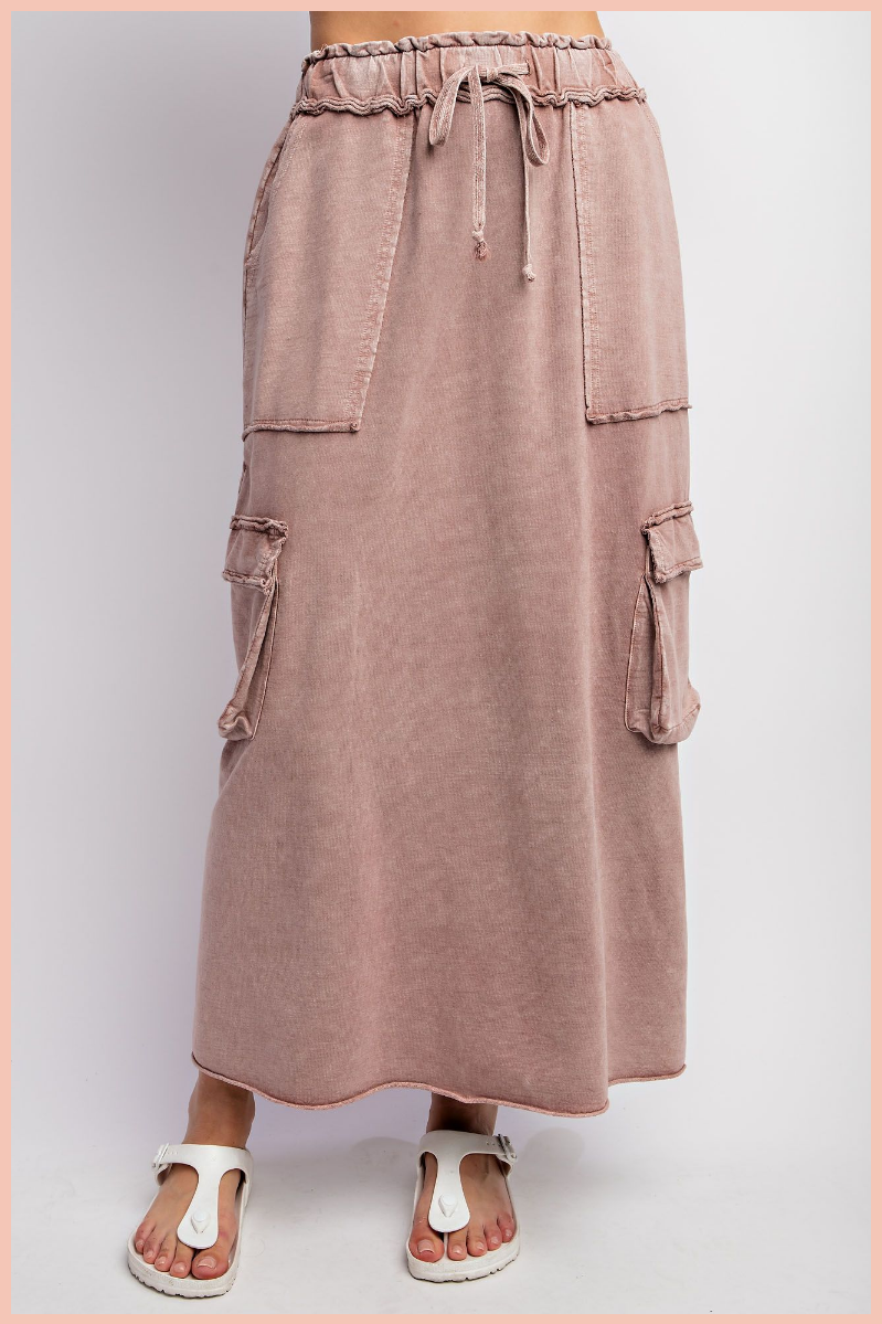 Mineral Washed Terry Skirt + Cargo Pockets | Light Mauve