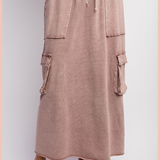 Mineral Washed Terry Skirt + Cargo Pockets | Light Mauve