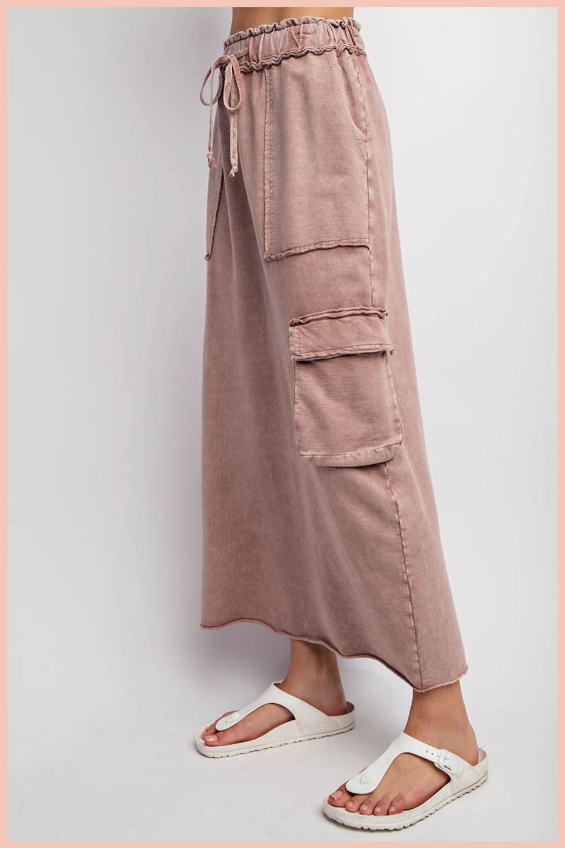 Mineral Washed Terry Skirt + Cargo Pockets | Light Mauve