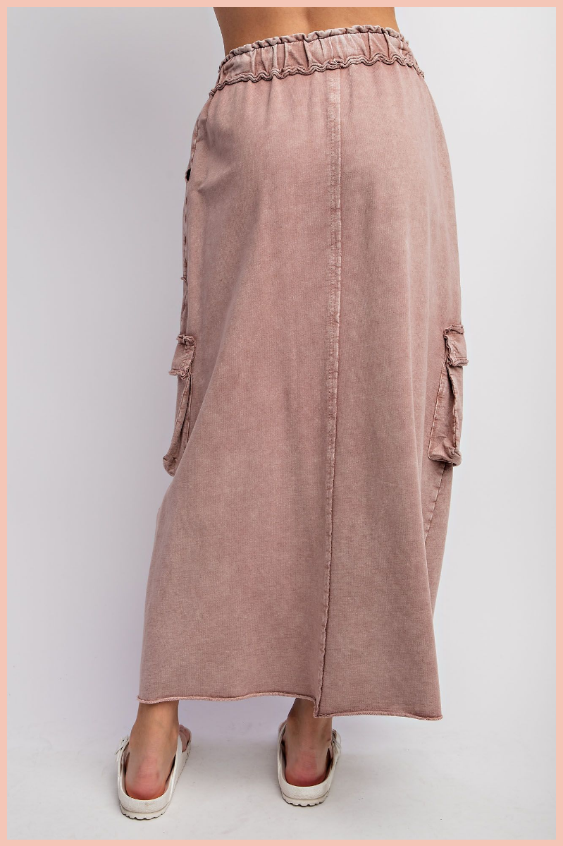 Mineral Washed Terry Skirt + Cargo Pockets | Light Mauve