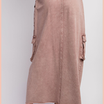 Mineral Washed Terry Skirt + Cargo Pockets | Light Mauve
