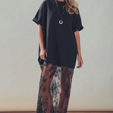 Mixed-Media T-Shirt Dress + Sheer Lace Skirt