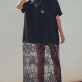 Mixed-Media T-Shirt Dress + Sheer Lace Skirt