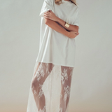 Mixed-Media T-Shirt Dress + Sheer Lace Skirt