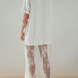 Mixed-Media T-Shirt Dress + Sheer Lace Skirt