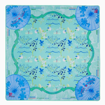 Decorative game/tile mat with floral and wave design on a white background. Veranda Mat in Tube | Oh My Mahjong