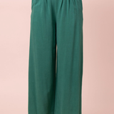 Solid Linen Blend Wide Leg Pants