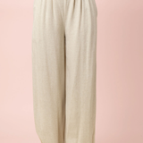 Solid Linen Blend Wide Leg Pants