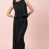 Solid Linen Blend Sleeveless Crop Top