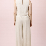 Solid Linen Blend Sleeveless Crop Top