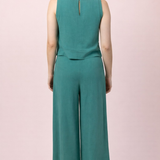 Solid Linen Blend Sleeveless Crop Top