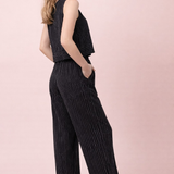 Solid Linen Blend Sleeveless Crop Top