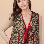 Leopard Quilted Vest + Bow Closure