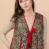 Leopard Quilted Vest + Bow Closure