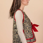 Leopard Quilted Vest + Bow Closure