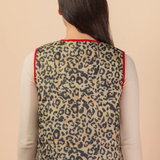 Leopard Quilted Vest + Bow Closure