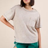 Knit Top with Pocket | Taupe
