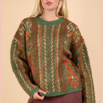 Printed Lurex Oversized Knit Sweater Top