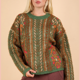 Printed Lurex Oversized Knit Sweater Top