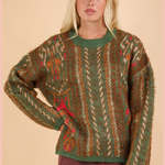 Printed Lurex Oversized Knit Sweater Top