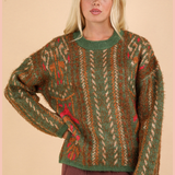 Printed Lurex Oversized Knit Sweater Top