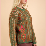 Printed Lurex Oversized Knit Sweater Top